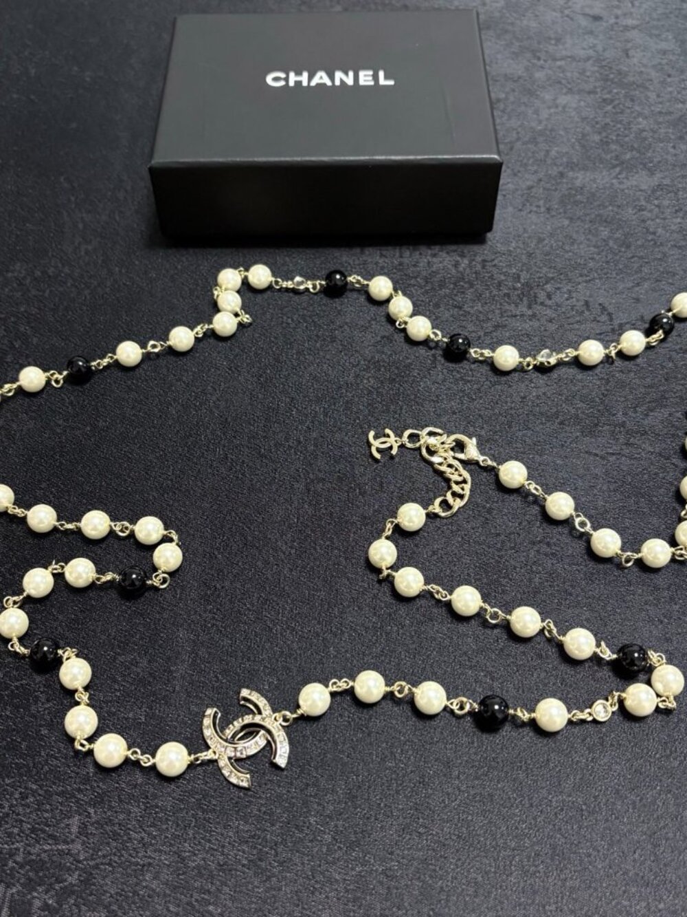 Chanel Double C Rhinestone and Pearl Necklace - Picture 5 of 9